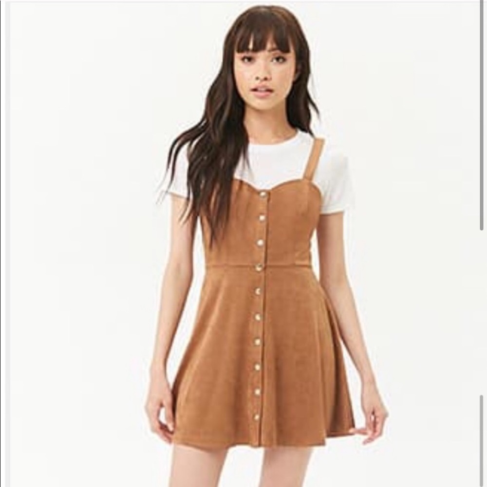 Faux suede button up dress